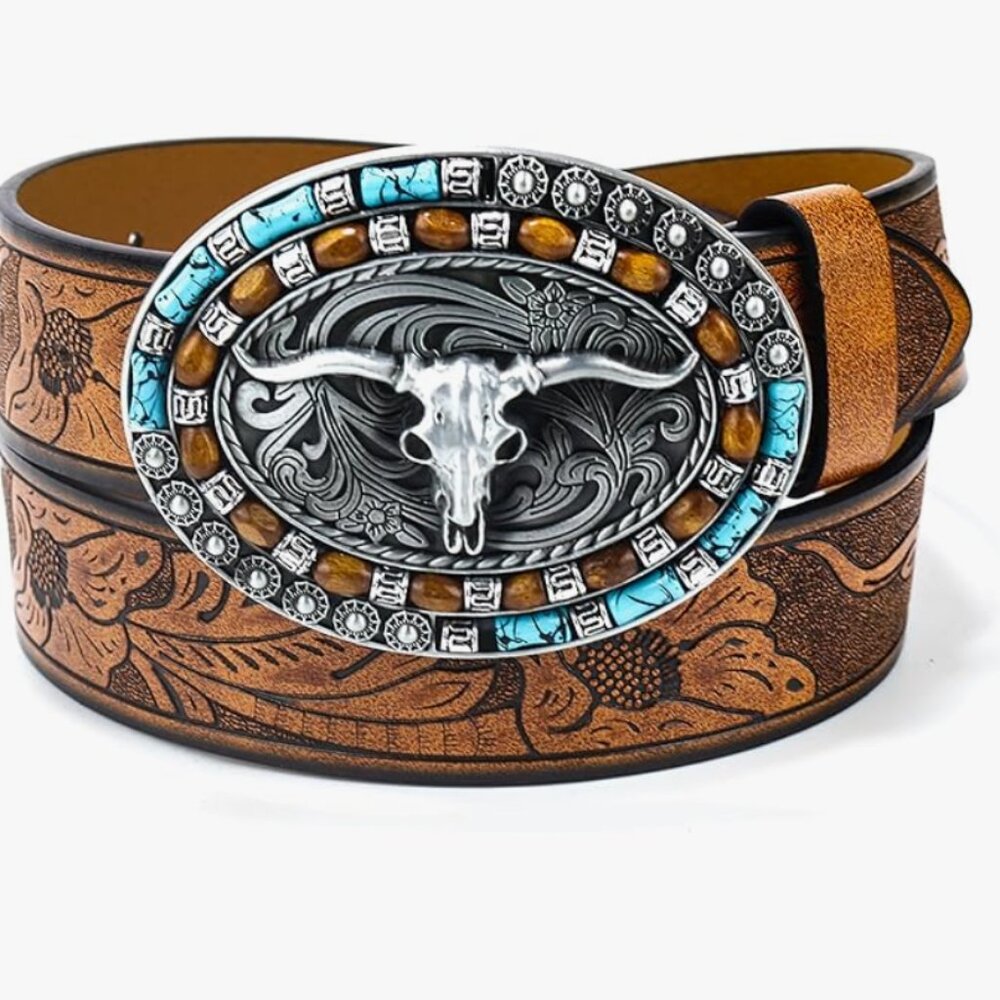 Western Cowboy Leather Belt
